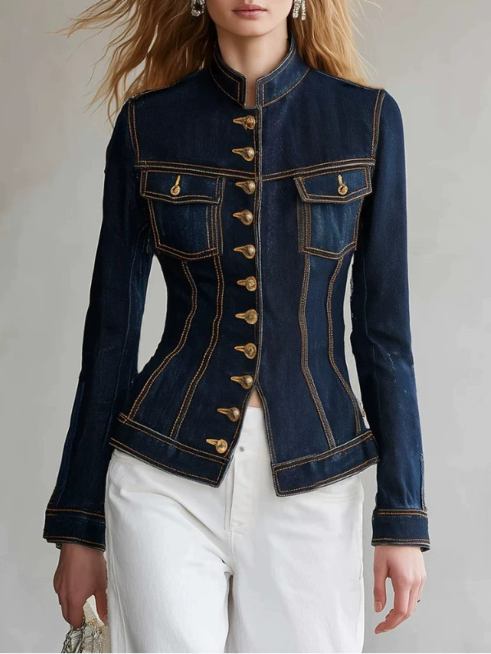 H&M   Vintage Fashion Dark Wash Denim Jacket